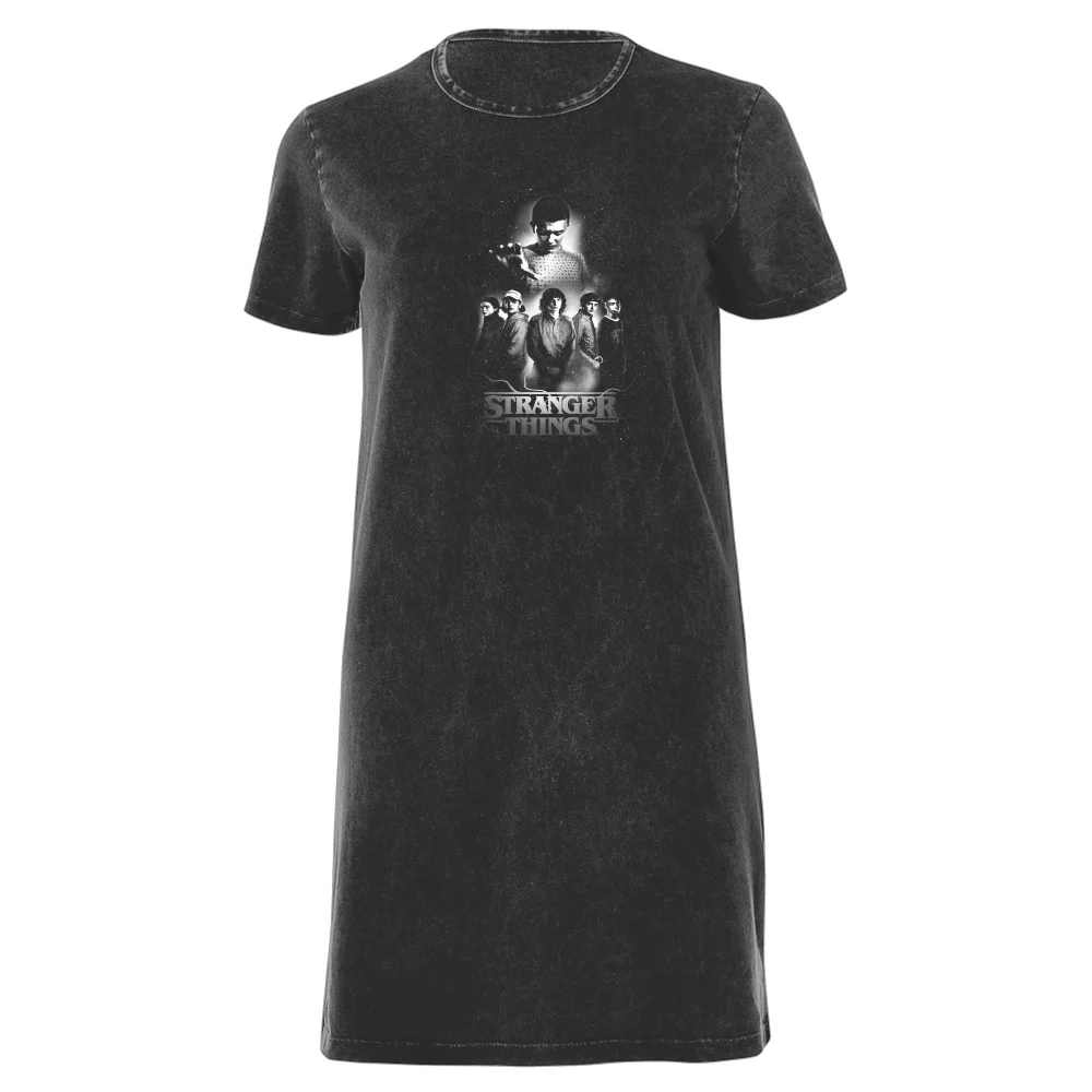 Robe T-Shirt Femme Stranger Things B&W - Noir Délavé - M Image 1