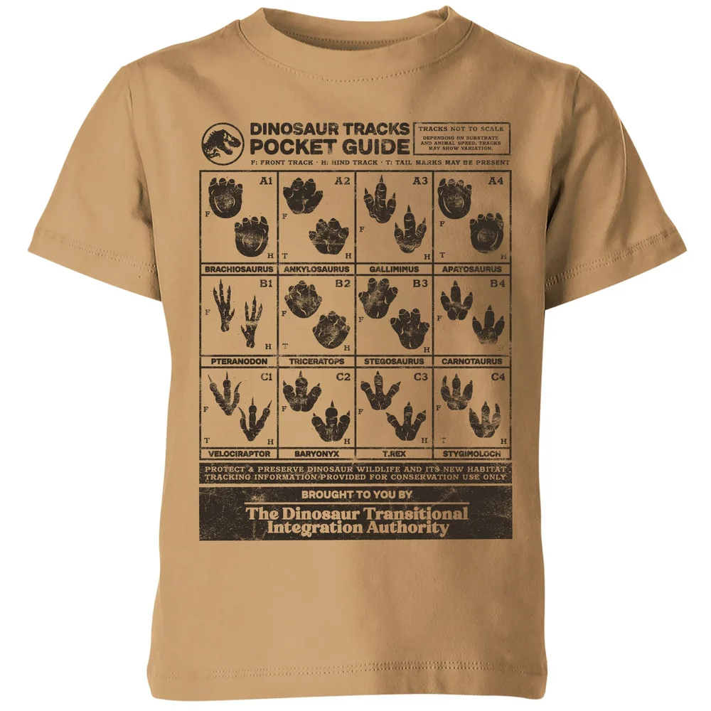 Jurassic World Dino Tracks Pocket Guide Kids' T-Shirt - Tan - 3-4 ans Image 1