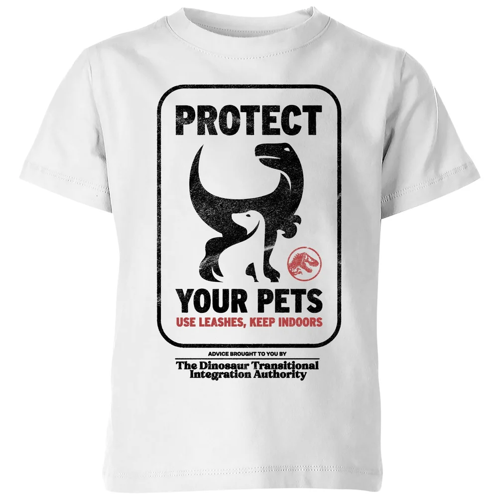 Jurassic World Protect Your Pets Kids' T-Shirt - White - 3-4 ans Image 1