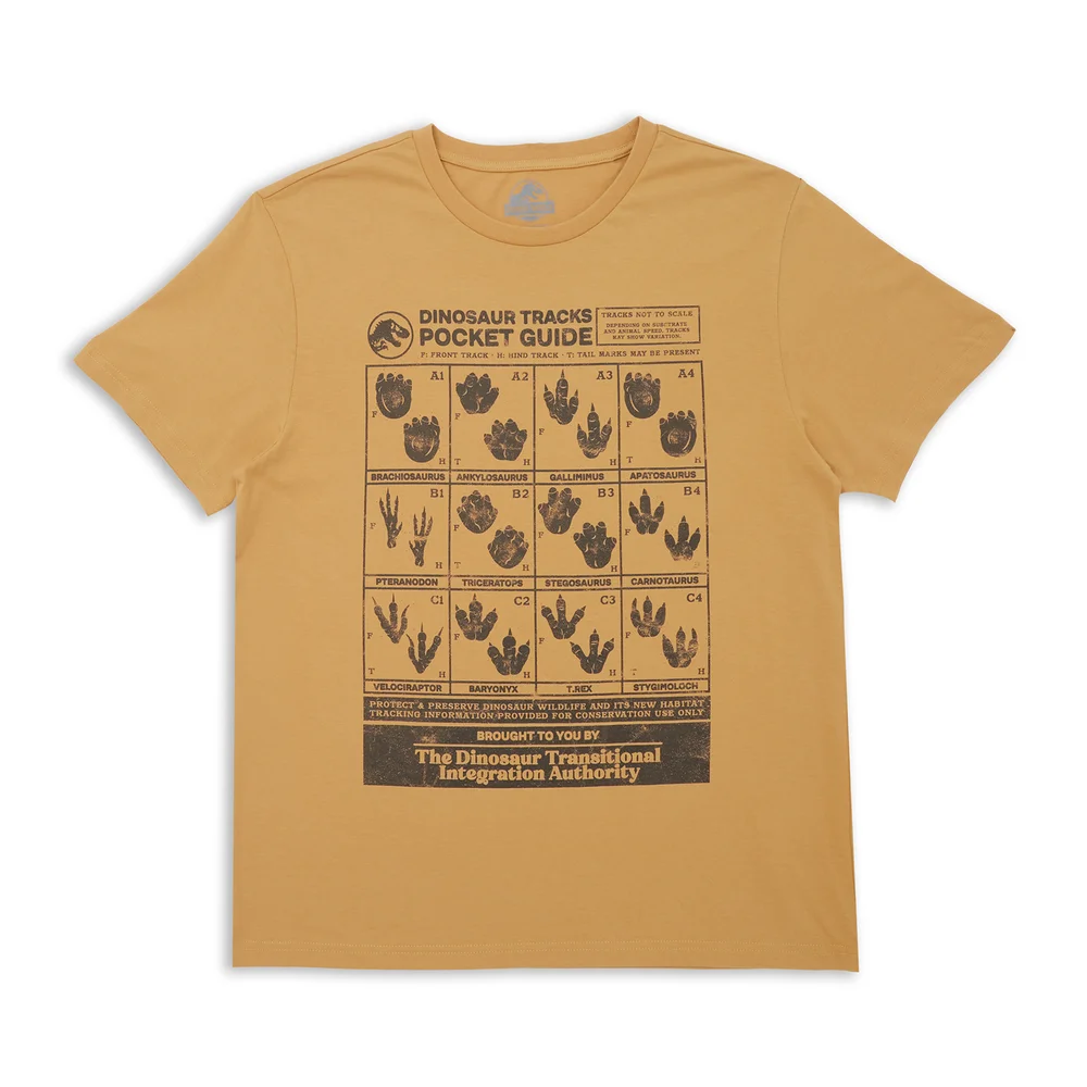 Jurassic World Dino Tracks Pocket Guide Men's T-Shirt - Tan - S Image 1