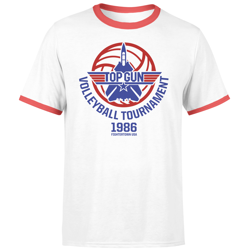 T-Shirt Top Gun Tournoi de volley-ball Unisexe - Blanc/Rouge - S Image 1