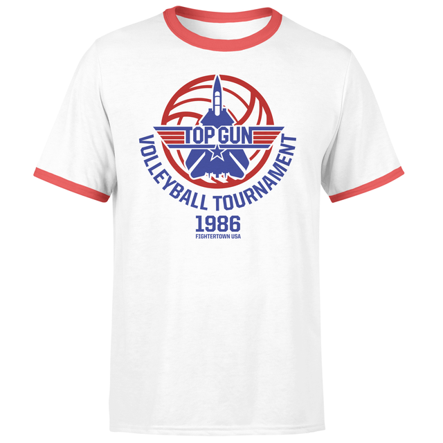 T-Shirt Top Gun Tournoi de volley-ball Unisexe - Blanc/Rouge