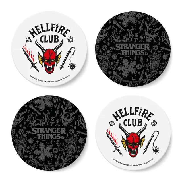 Ensemble de sous-verres ronds Stranger Things Hellfire Club