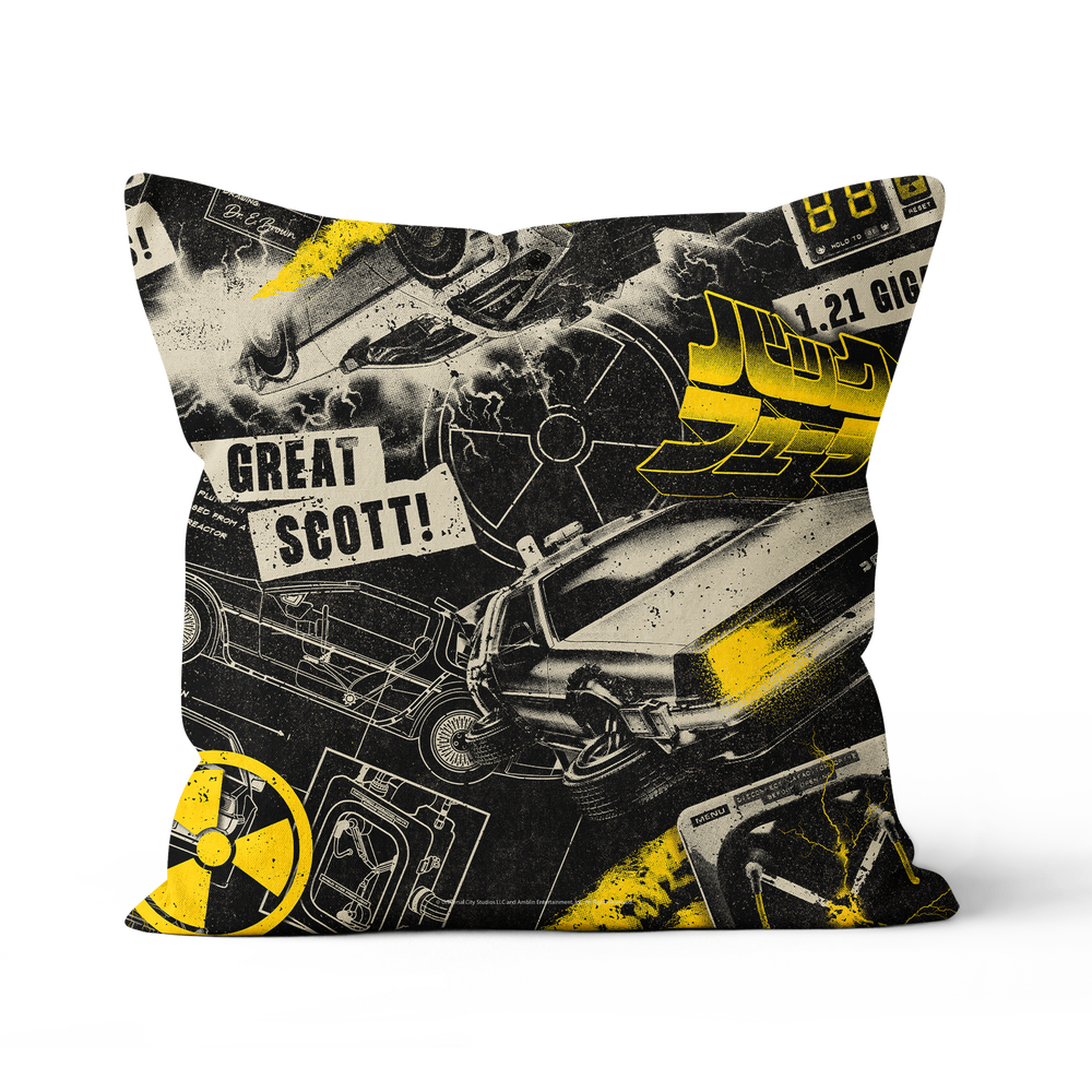 Coussin carré Retour vers le futur 1,21 gigawatts - 40x40cm - Soft Touch Image 1