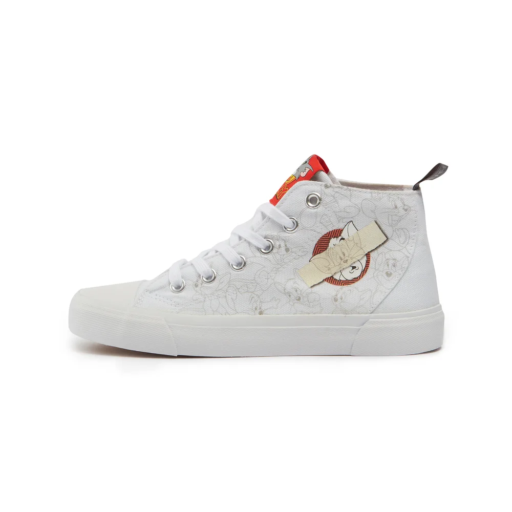Akedo x Tom & Jerry Drawing Board Kids' High Top - White - UK Kids 10 / EU28 Image 1