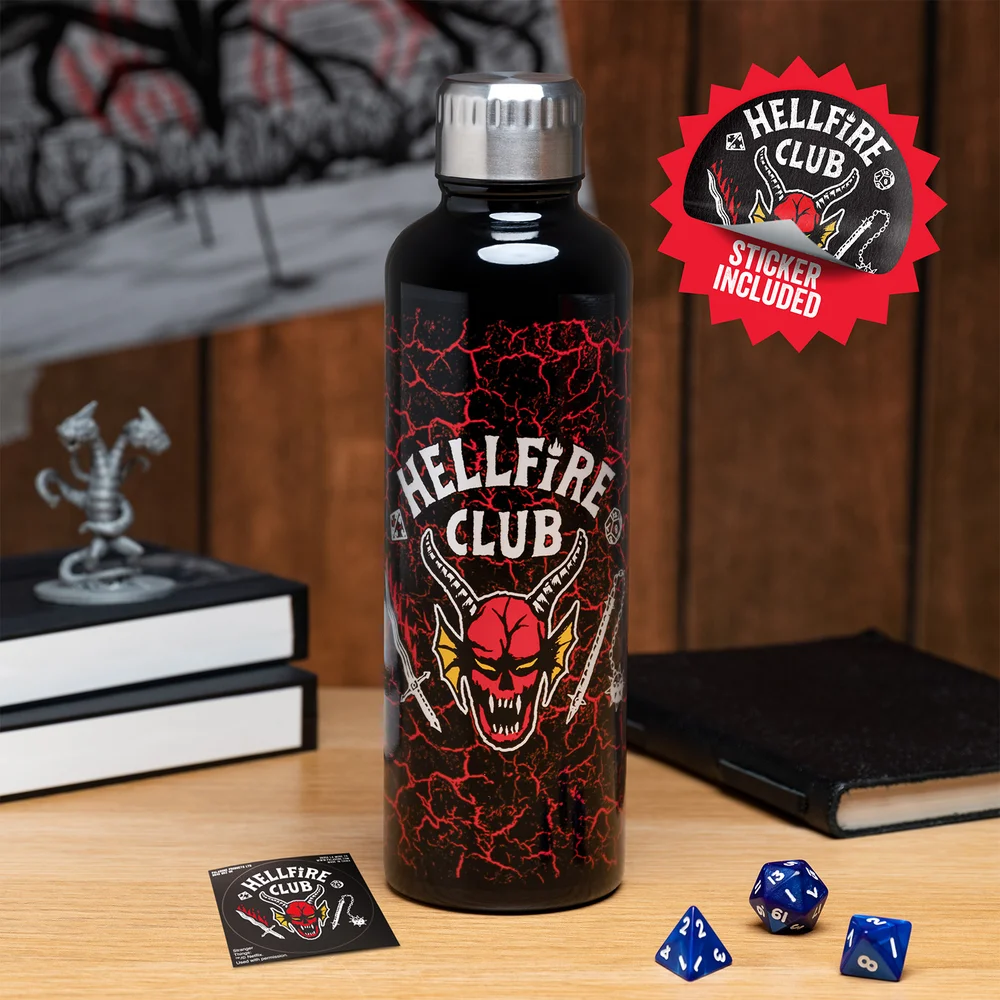 Stranger Things Hellfire Club Metal Water Bottle (Sticker Included) Image 1