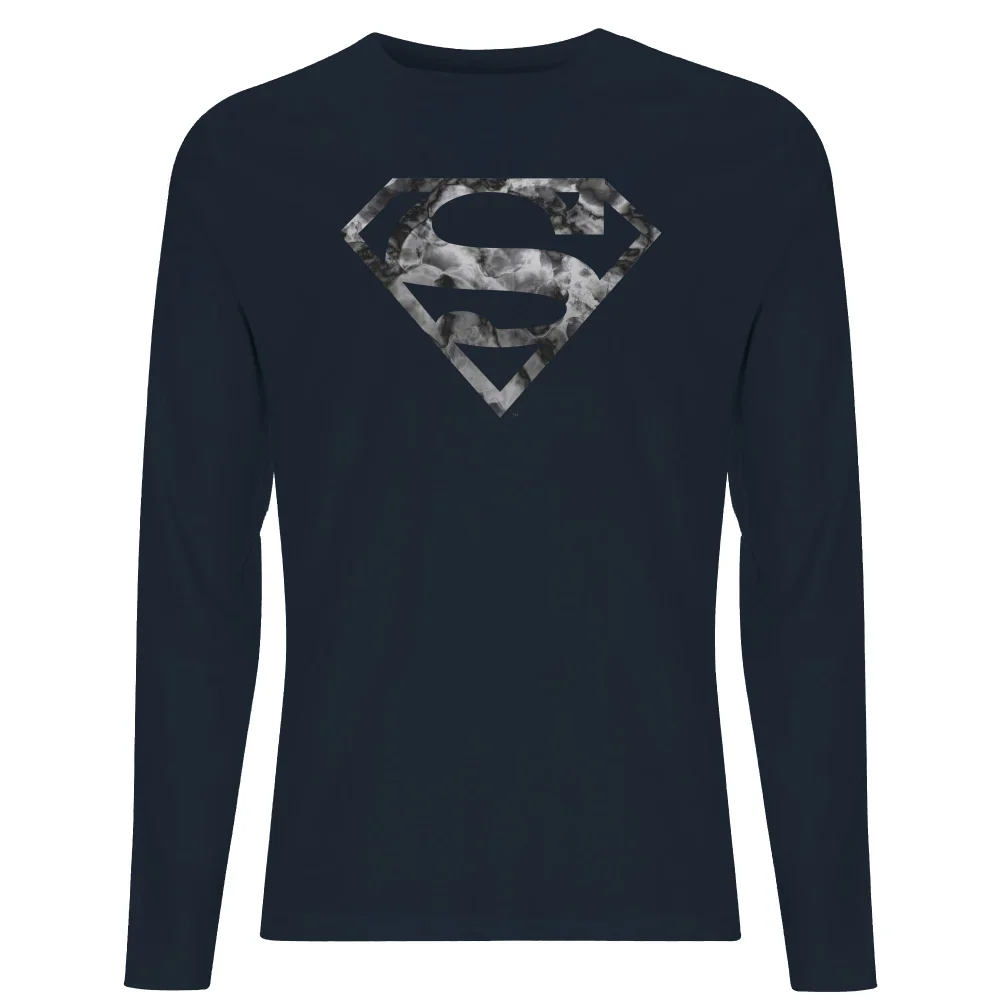 DC Originals Marble Superman Logo Men's Long Sleeve T-Shirt - Navy - S Image 1