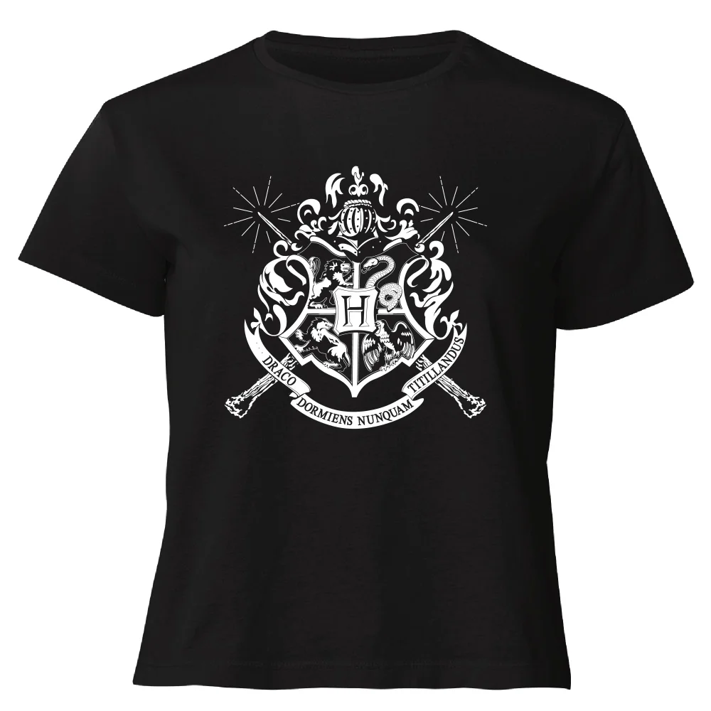 Harry Potter Hogwarts House Crest Women's Cropped T-Shirt - Black - XS Image 1