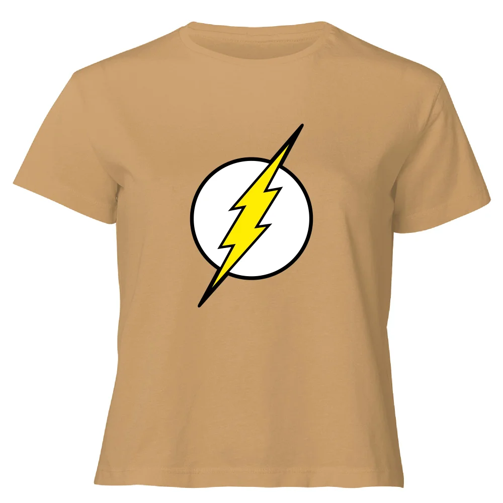 Justice League Flash Logo Women's Cropped T-Shirt - Tan - XL Image 1