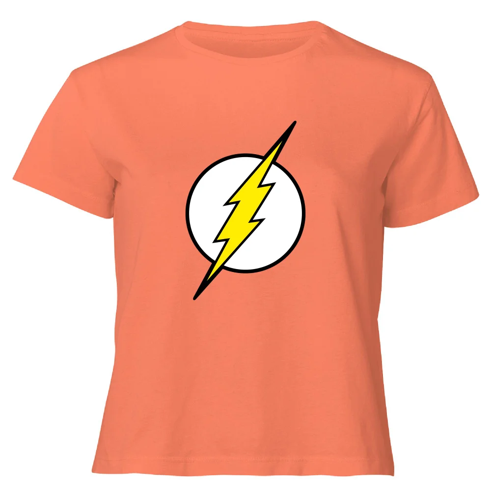 Justice League Flash Logo Women's Cropped T-Shirt - Coral - XS Image 1