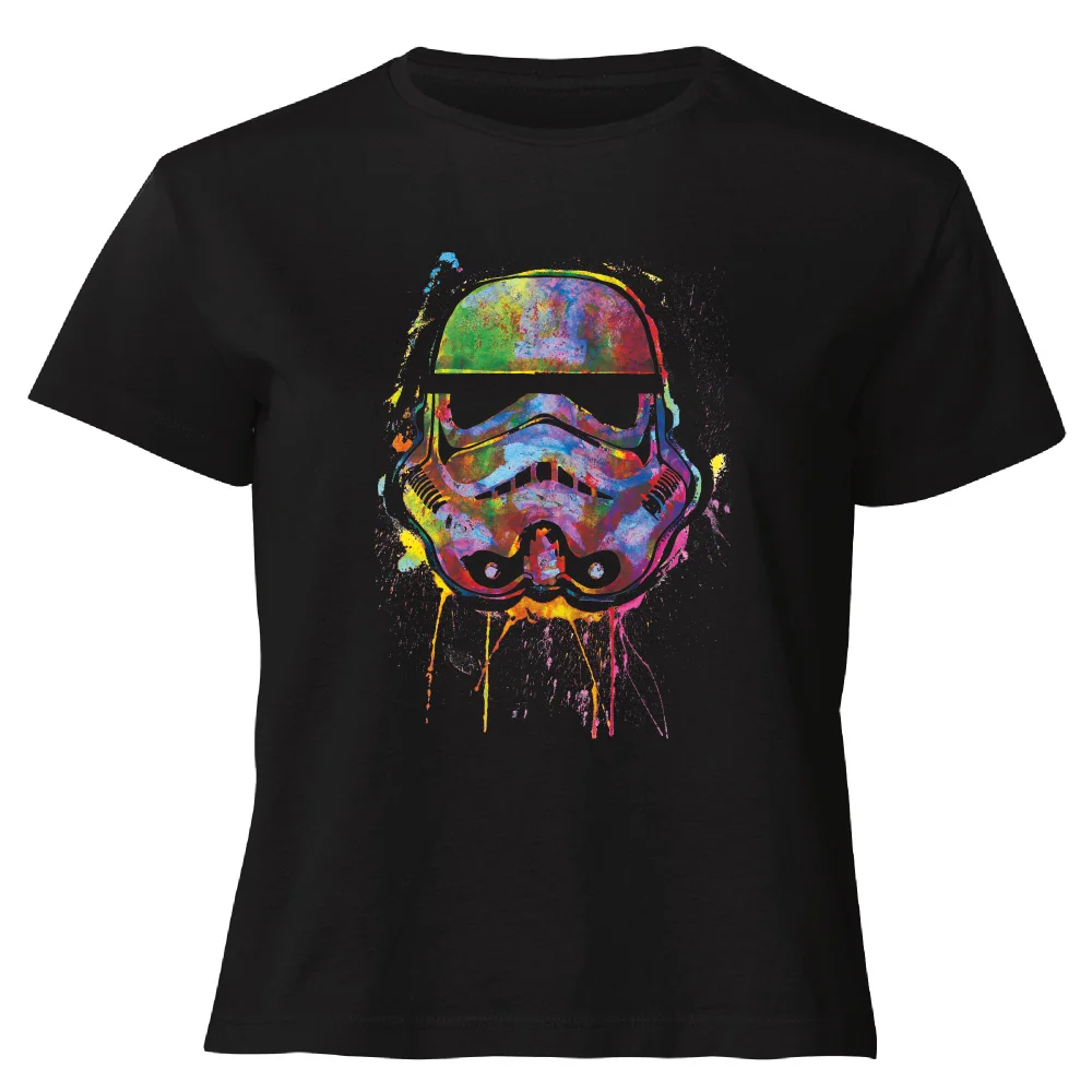 Star Wars Paint Splat Stormtrooper Women's Cropped T-Shirt - Black - XS - Noir Image 1
