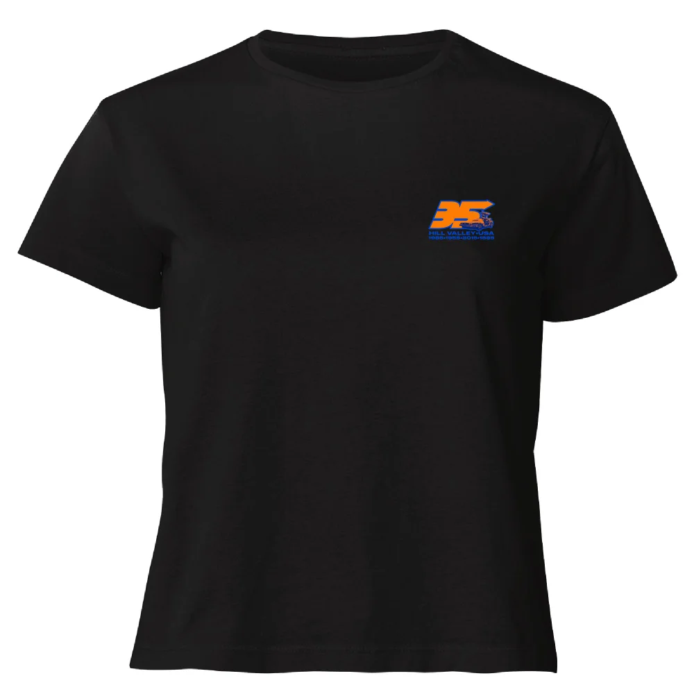 Back To The Future 35 Hill Valley Front Women's Cropped T-Shirt - Black - XS Image 1