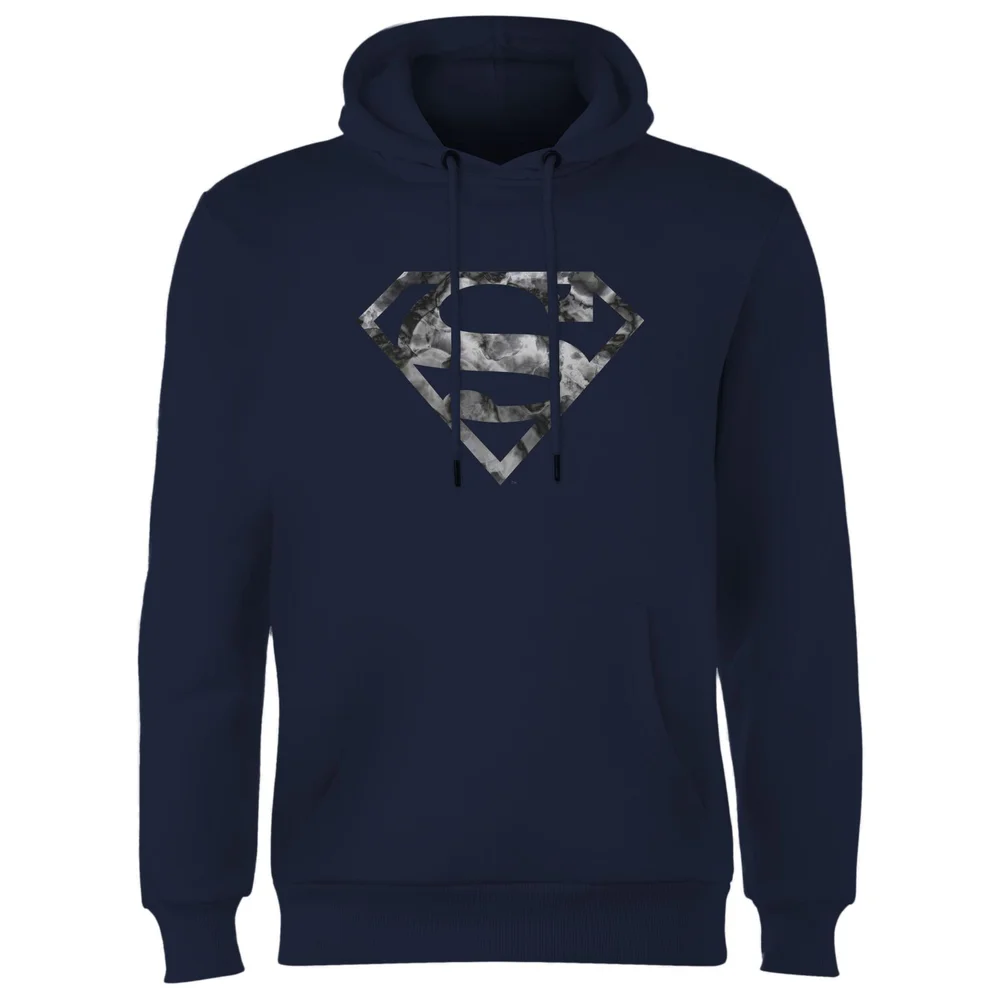 Marble Superman Logo Hoodie - Navy - S Image 1