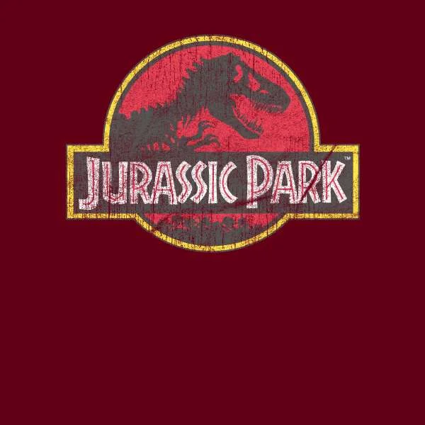 Jurassic Park Logo Vintage Hoodie - Burgundy