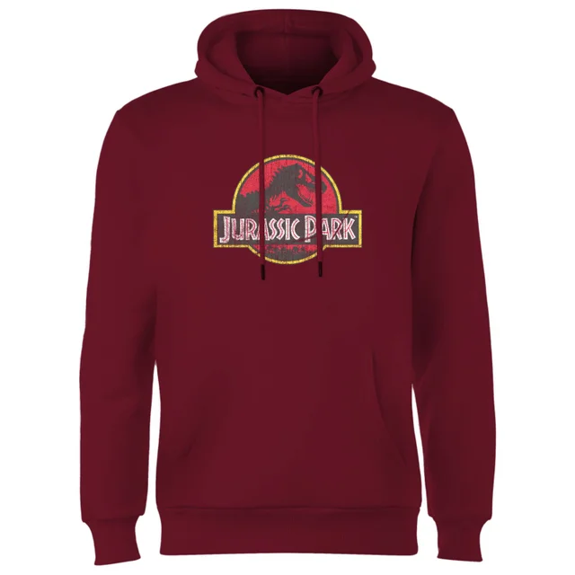 Jurassic Park Logo Vintage Hoodie - Burgundy