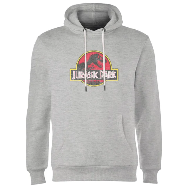 Jurassic Park Logo Vintage Hoodie - Grey