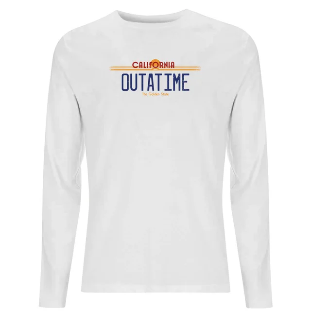 Back To The Future Outatime Plate Men's Long Sleeve T-Shirt - White