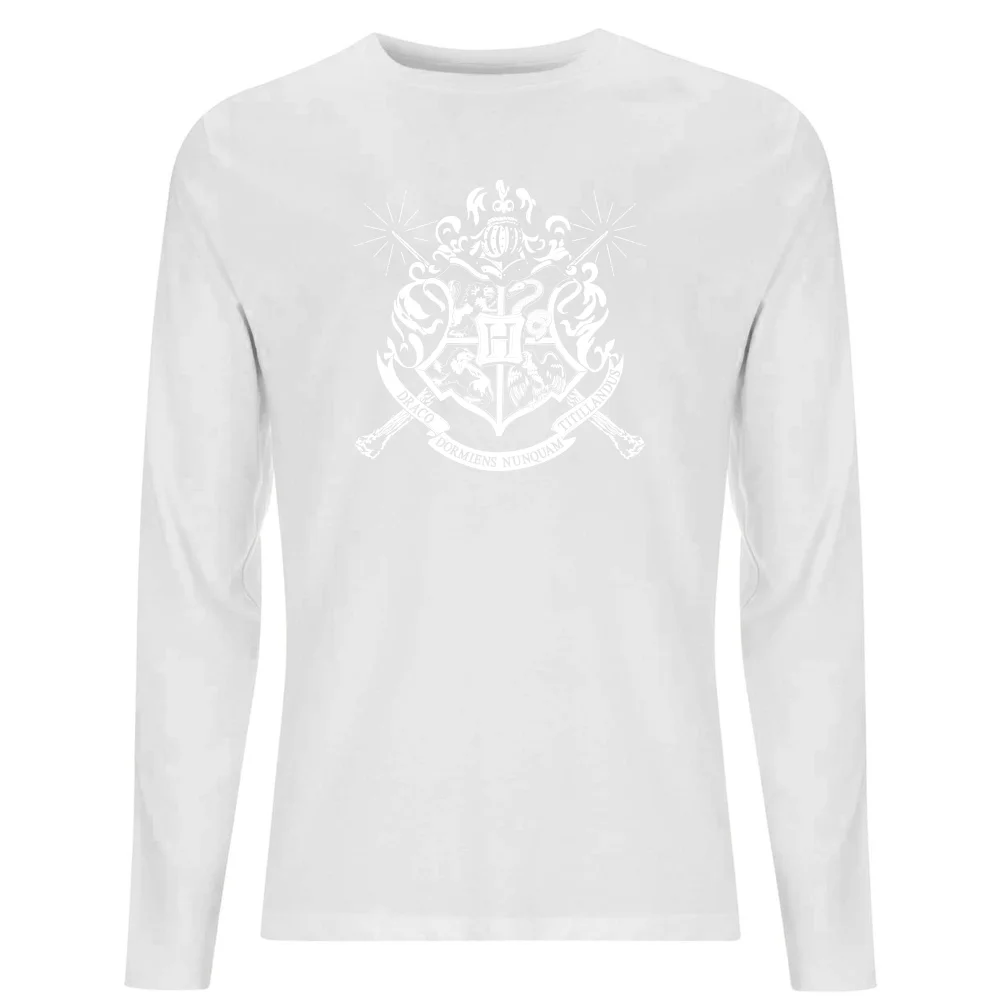 Harry Potter Hogwarts House Crest Men's Long Sleeve T-Shirt - White - S Image 1