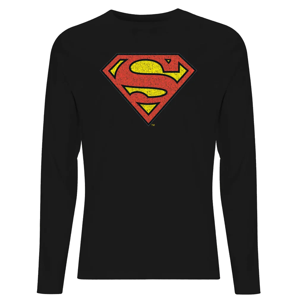 Official Superman Crackle Logo Men's Long Sleeve T-Shirt - Black - S Image 1