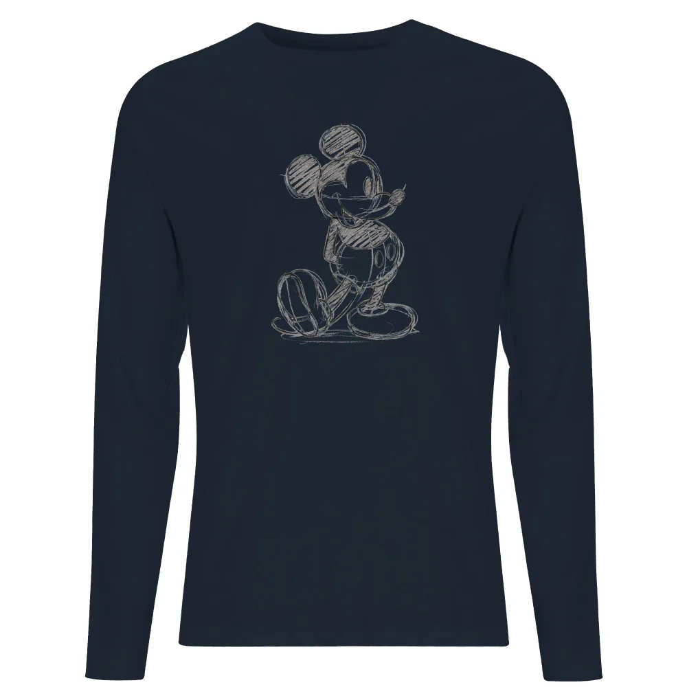 Disney Mickey Mouse Sketch Men's Long Sleeve T-Shirt - Navy - S Image 1