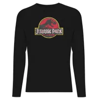 Jurassic Park Logo Vintage Men's Long Sleeve T-Shirt - Black - undefined undefined