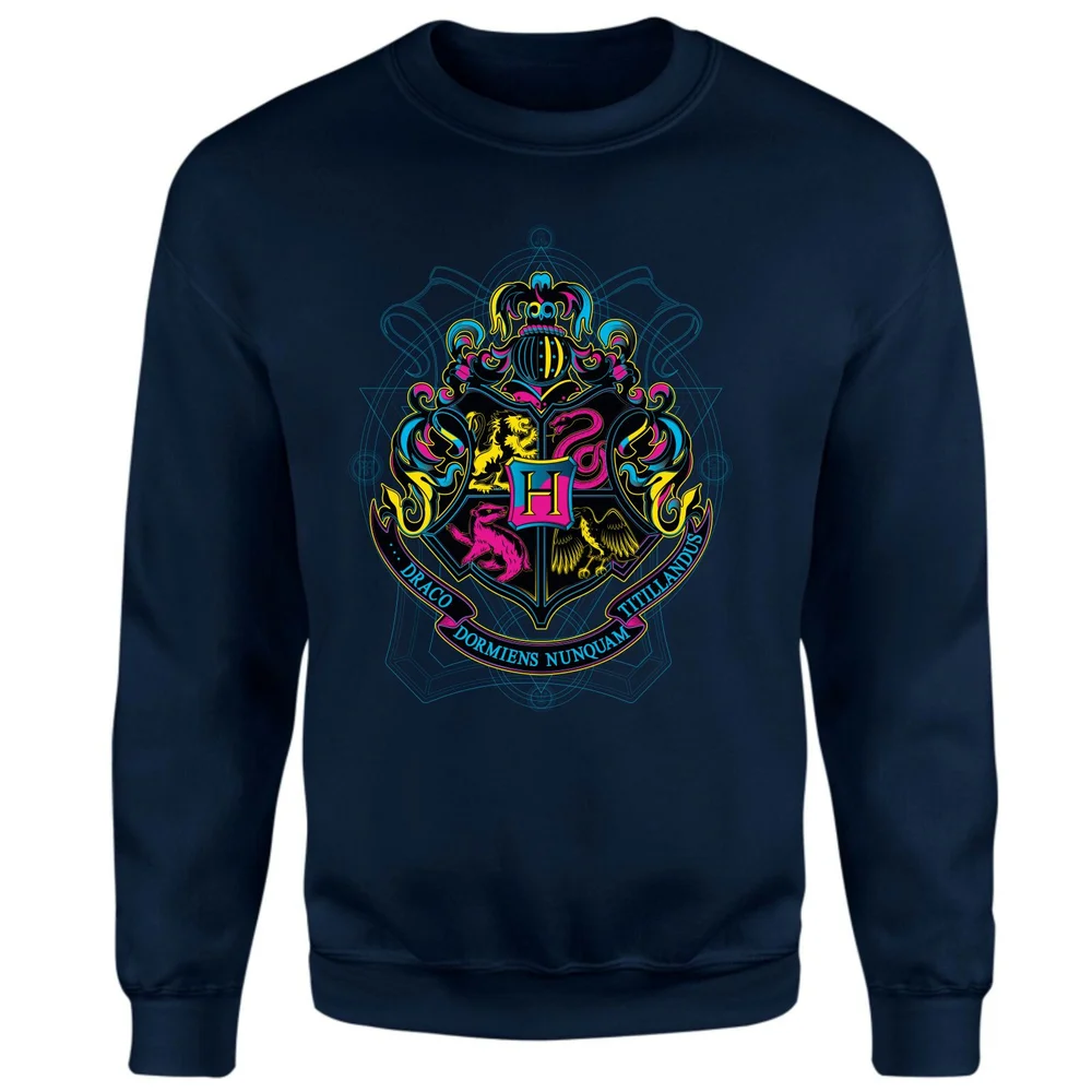 Harry Potter Hogwarts Neon Crest Sweatshirt - Navy - S Image 1