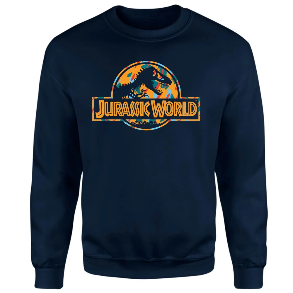 Jurassic Park Logo Tropical Sweatshirt - Navy - S Image 1