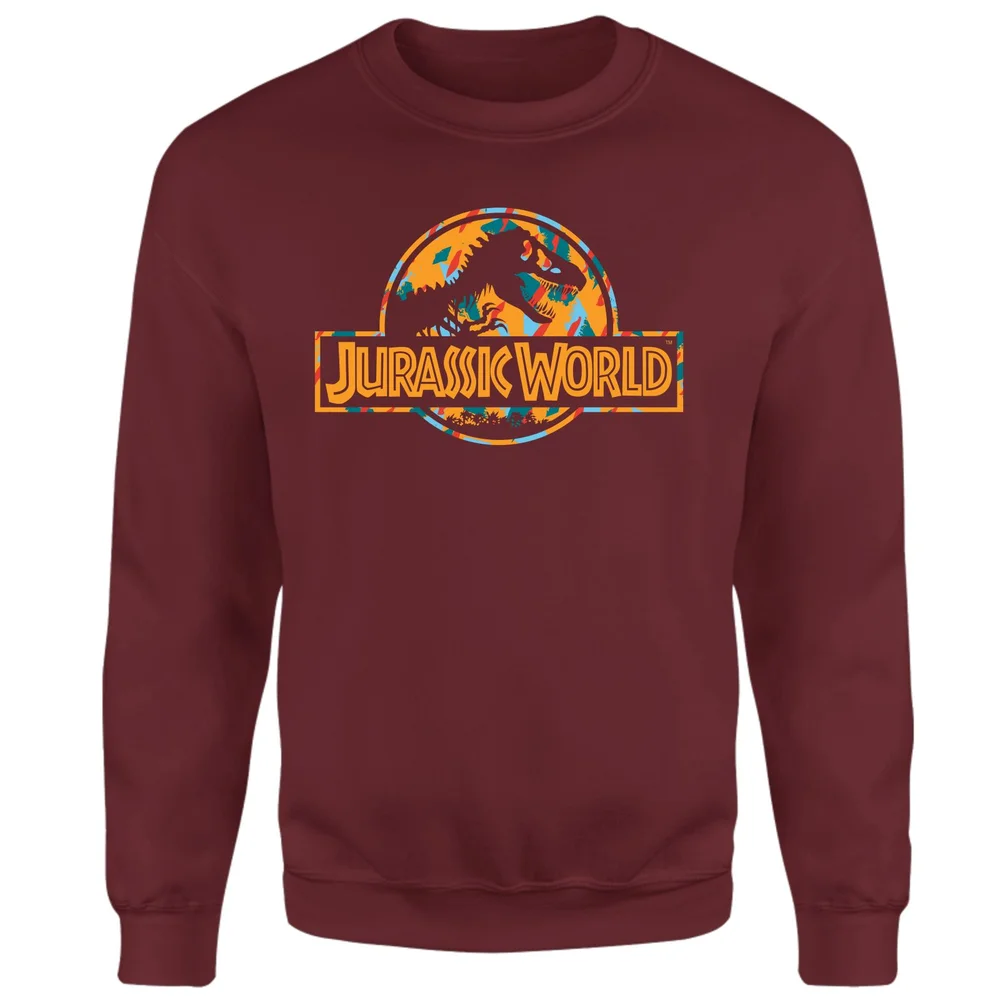 Jurassic Park Logo Tropical Sweatshirt - Burgundy - S Image 1