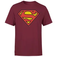 Official Superman Crackle Logo Men's T-Shirt - Burgundy