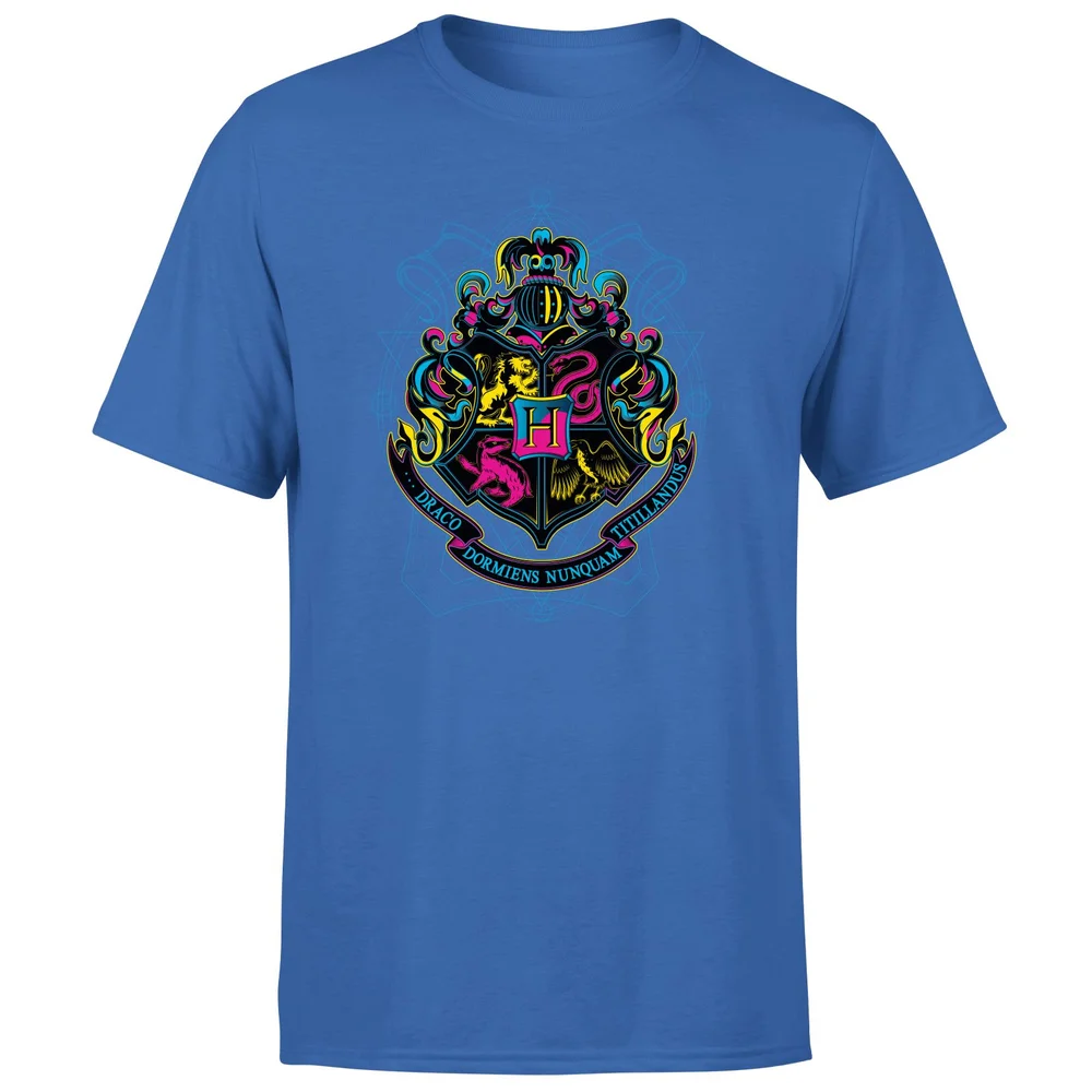 Harry Potter Hogwarts Neon Crest Men's T-Shirt - Blue - S Image 1