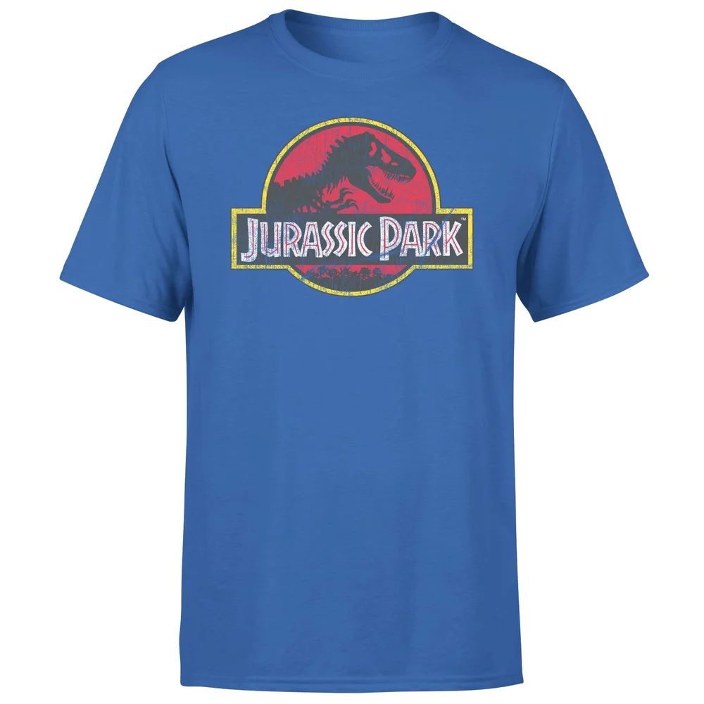 Jurassic Park Logo Vintage Men's T-Shirt - Blue - S Image 1