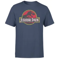 Jurassic Park Logo Vintage Men's T-Shirt - Navy - undefined undefined