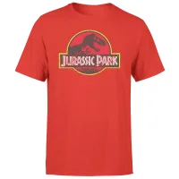 Jurassic Park Logo Vintage Men's T-Shirt - Red