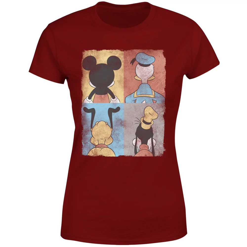 Disney Donald Duck Mickey Mouse Pluto Goofy Tiles Women's T-Shirt - Burgundy - XS Image 1