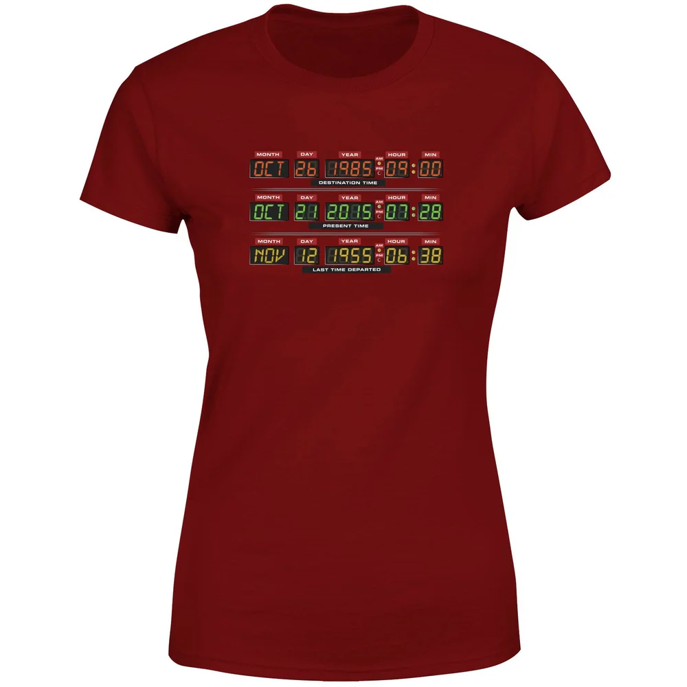Back To The Future Destination Clock Women's T-Shirt - Burgundy - S - Burgundy Image 1