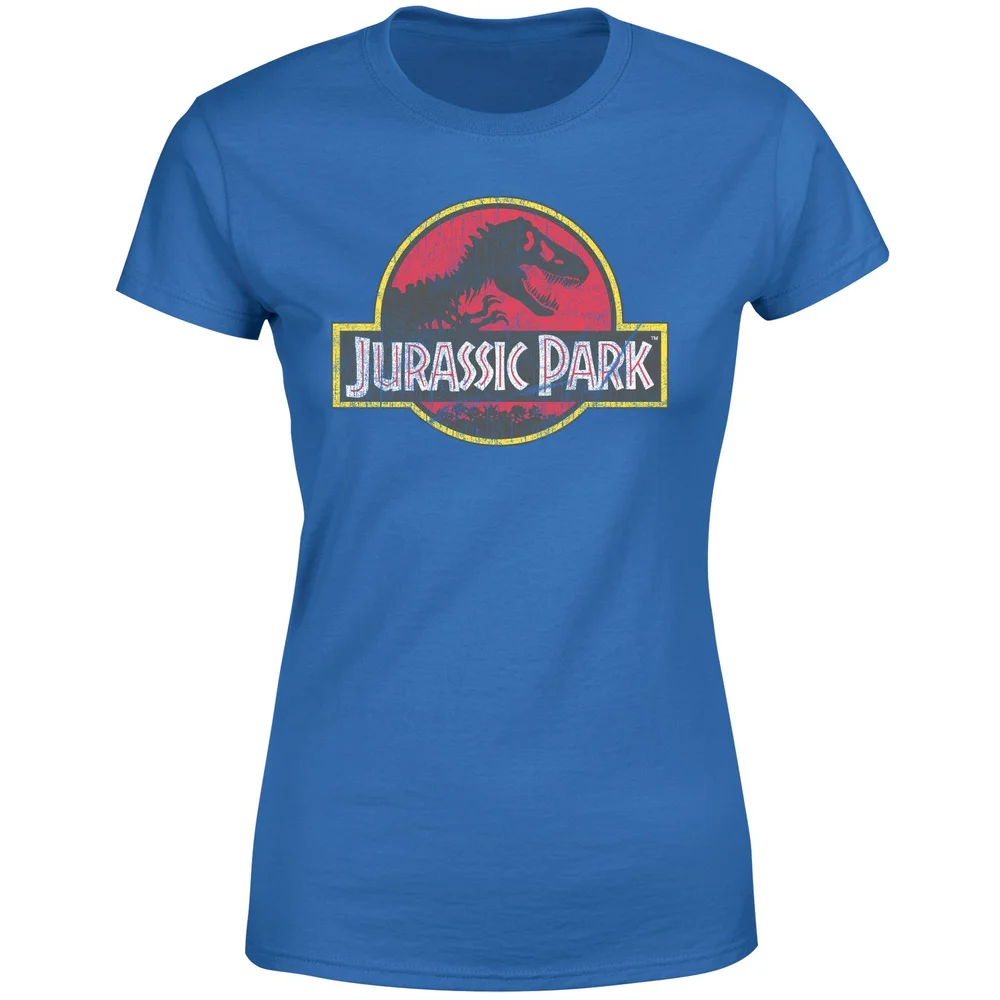 Jurassic Park Logo Vintage Women's T-Shirt - Blue - XXL Image 1