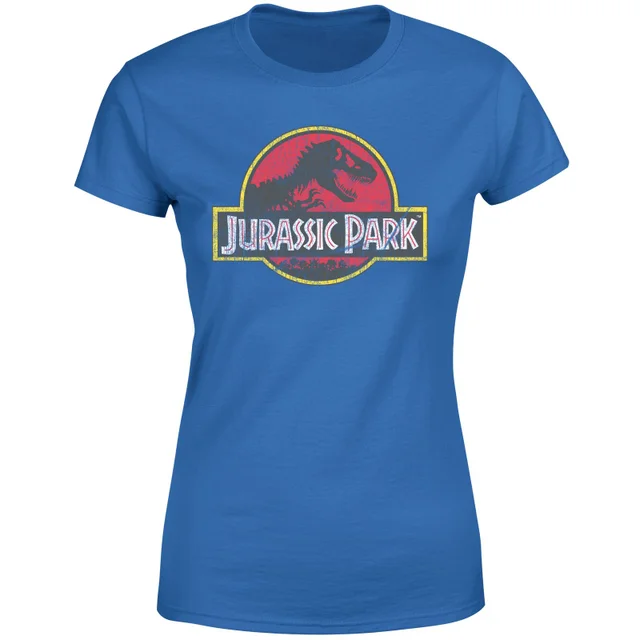 Jurassic Park Logo Vintage Women's T-Shirt - Blue