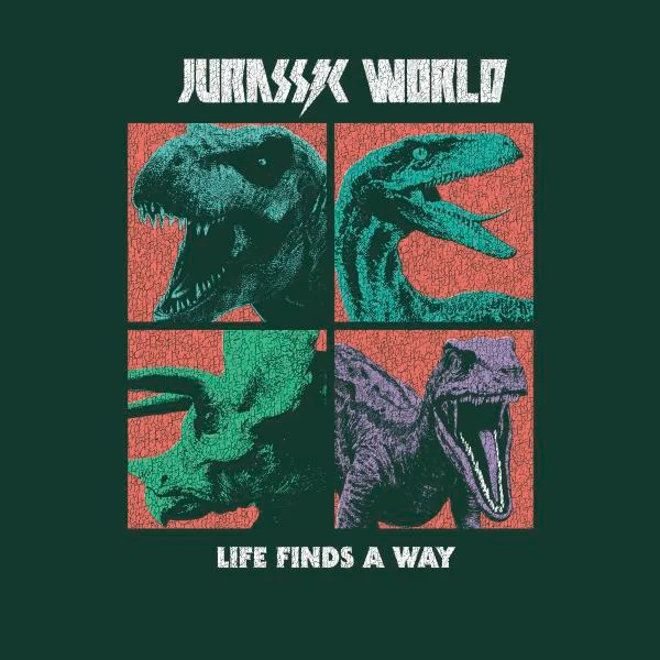 Jurassic Park World Four Colour Faces Women's T-Shirt - Green
