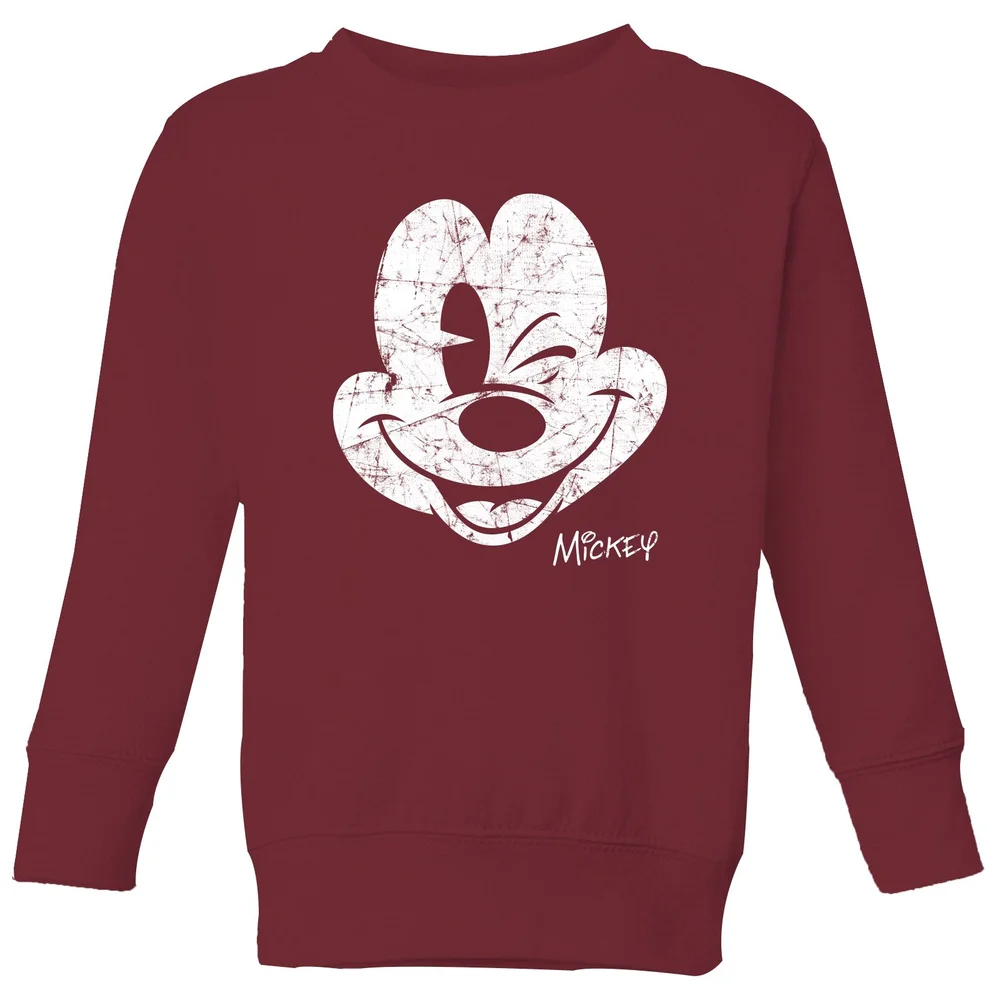 Disney Mickey Mouse Worn Face Kids' Sweatshirt - Burgundy - 3-4 ans Image 1