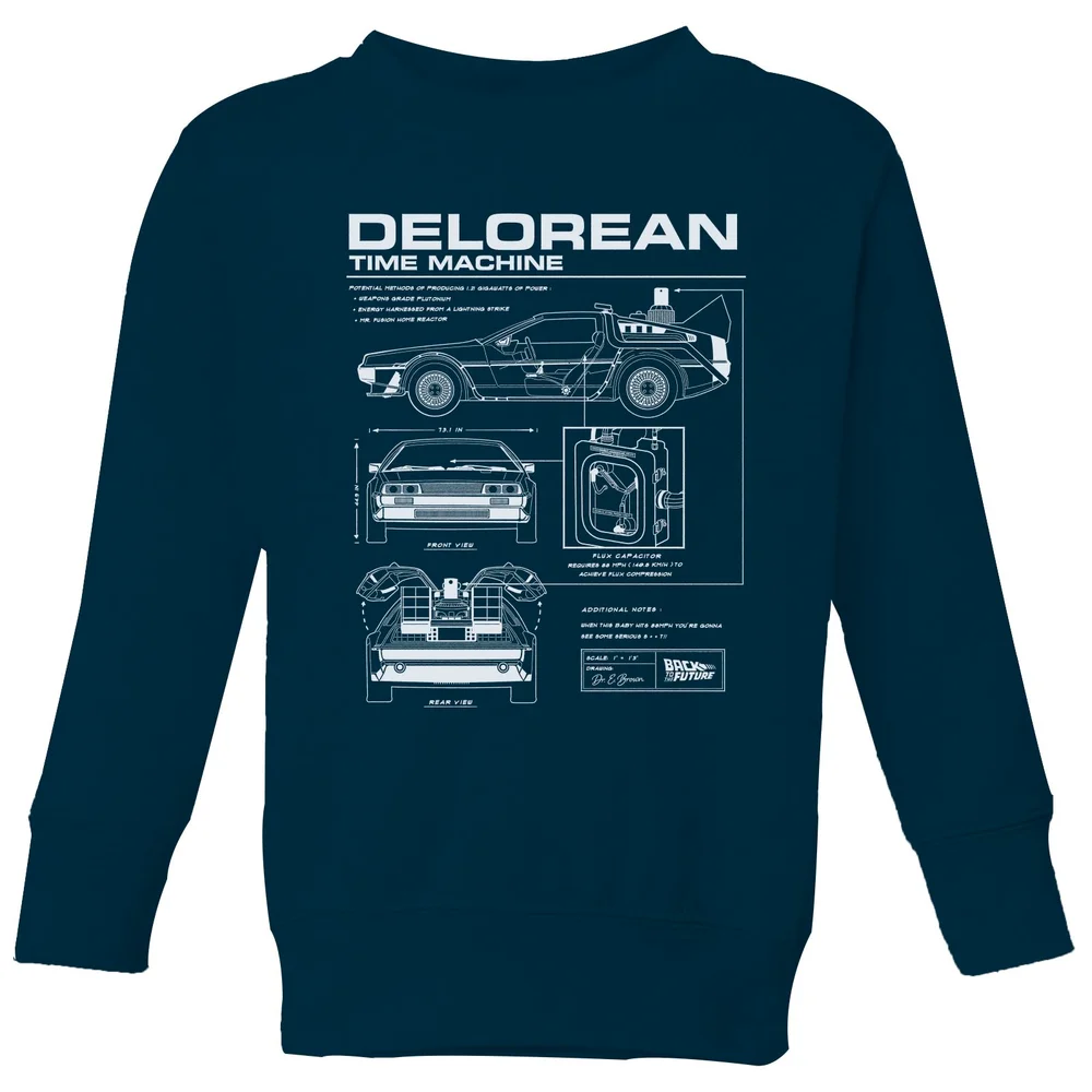 Back To The Future Delorean Schematic Kids' Sweatshirt - Navy - 3-4 ans Image 1