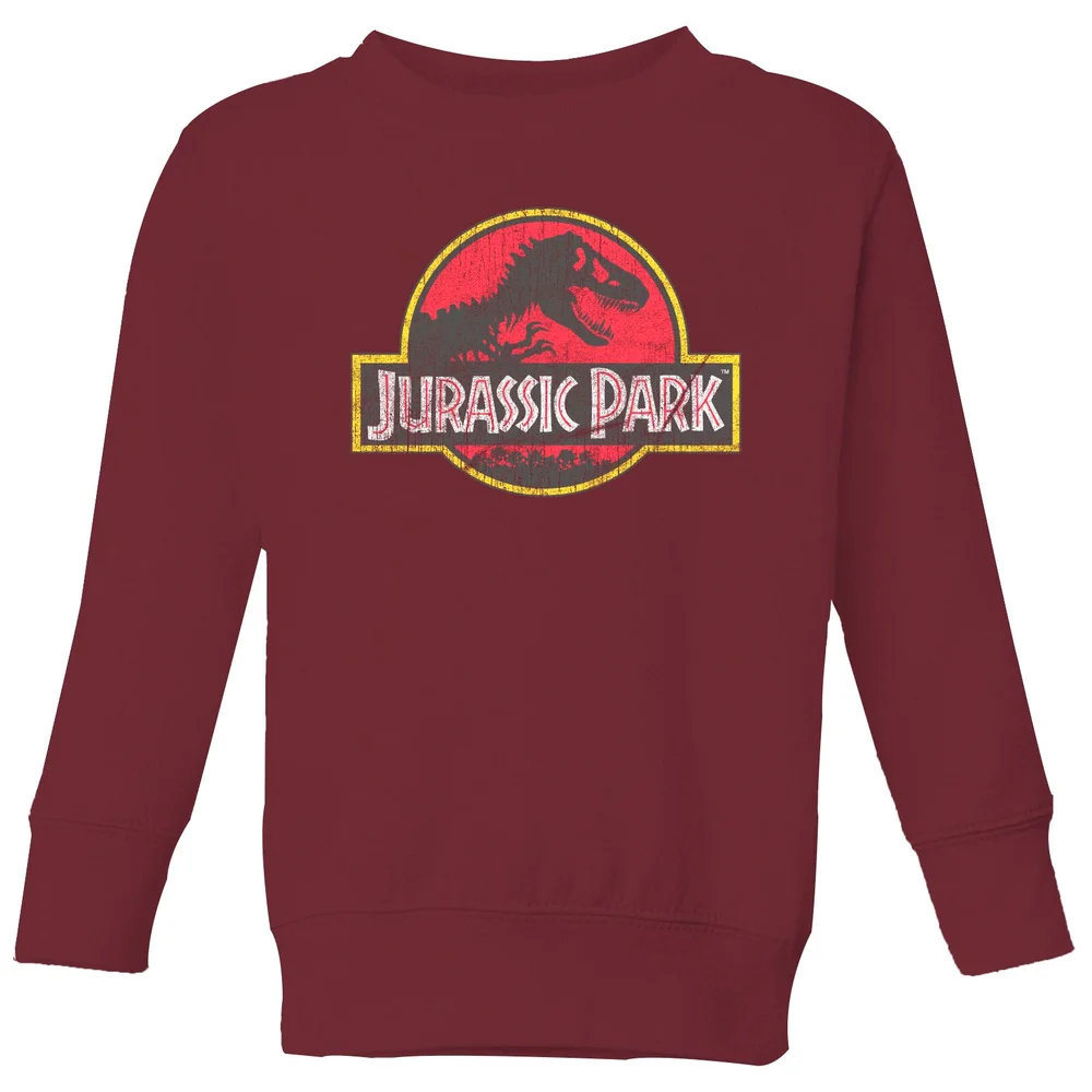 Jurassic Park Logo Vintage Kids' Sweatshirt - Burgundy - 7-8 ans Image 1