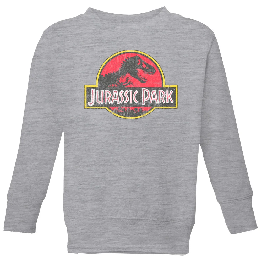 Jurassic Park Logo Vintage Kids' Sweatshirt - Grey - 7-8 ans Image 1