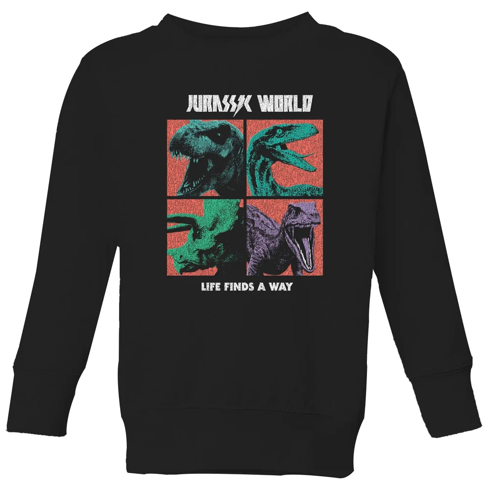 Jurassic Park World Four Colour Faces Kids' Sweatshirt - Black - 3-4 ans Image 1