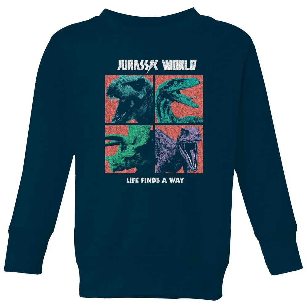 Jurassic Park World Four Colour Faces Kids' Sweatshirt - Navy - 3-4 ans Image 1