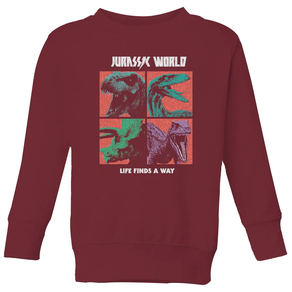 Jurassic Park World Four Colour Faces Kids' Sweatshirt - Burgundy - 3-4 ans Image 1