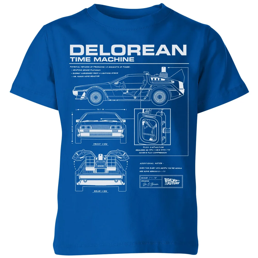 Back To The Future Delorean Schematic Kids' T-Shirt - Blue - 3-4 ans Image 1