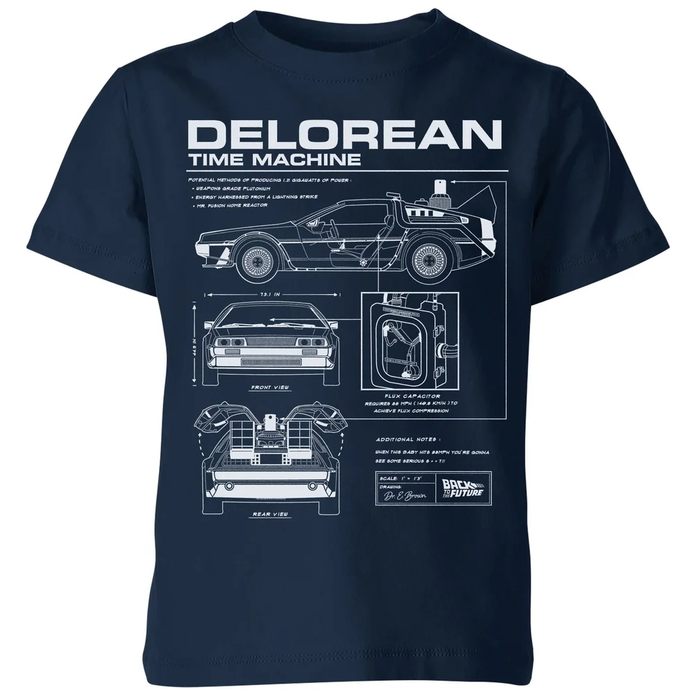Back To The Future Delorean Schematic Kids' T-Shirt - Navy - 3-4 ans Image 1