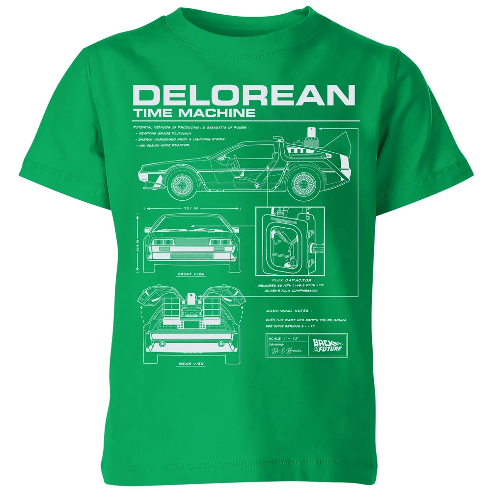 Back To The Future Delorean Schematic Kids' T-Shirt - Green - 3-4 ans Image 1