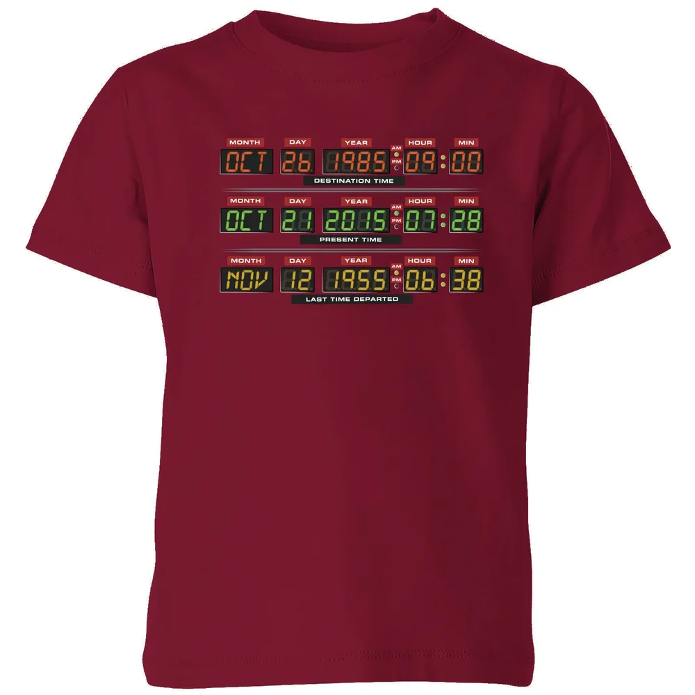 Back To The Future Destination Clock Kids' T-Shirt - Burgundy - 3-4 ans Image 1