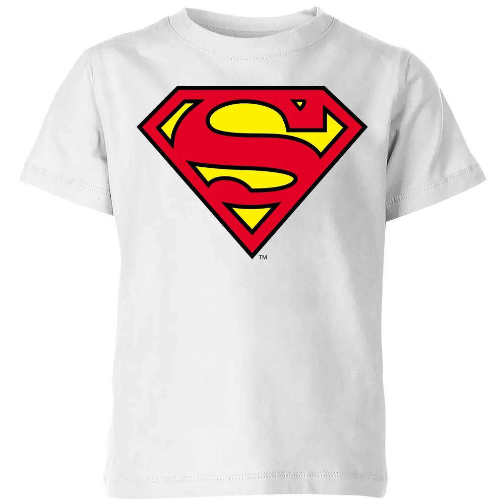 Official Superman Shield Kids' T-Shirt - White - 3-4 ans Image 1